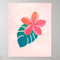 Plumeria Floral Tropical Leaves Watercolor Art