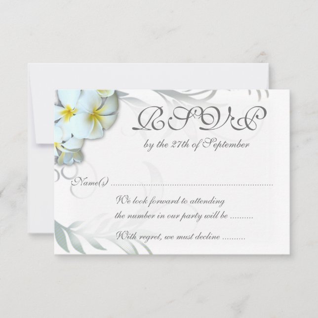 Plumeria Flourish RSVP Wedding Enclosure Card (Front)