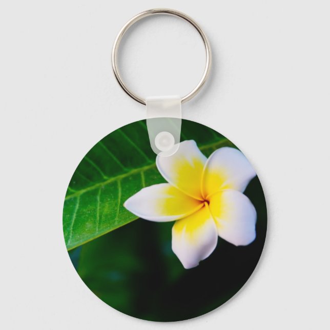 Plumeria Flower Photography Key Ring (Front)