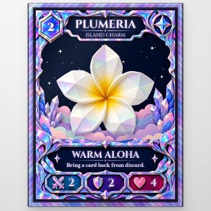 Plumeria Flower, Rainbow Foil Art Postcard