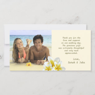 Plumeria Flowers Beach Wedding Photo Thank You