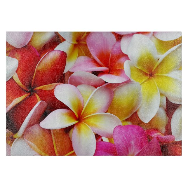 Plumeria Flowers Hawaiian Frangipani Floral Cutting Board (Front)