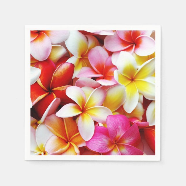 Plumeria Flowers Hawaiian Frangipani Floral Napkin (Front)