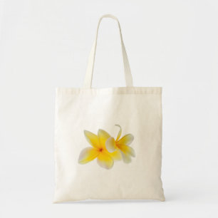 Plumeria Flowers Hawaiian White Yellow Frangipani Tote Bag