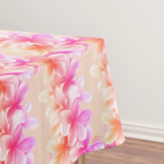 Plumeria Flowers Pink Orange Tablecloth (In Situ)