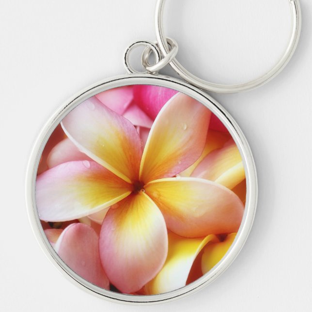 Plumeria Frangipani Hawaii Flower Customised Blank Key Ring (Front)