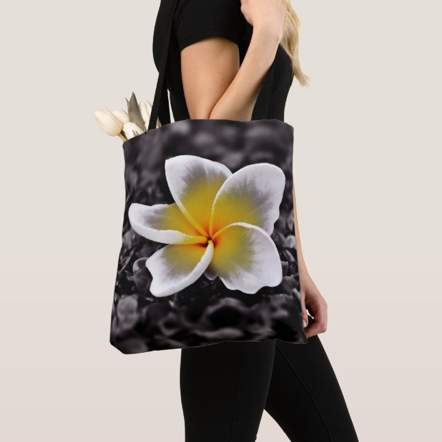Plumeria Frangipani Hawaii Flower Tote Bag (Close Up)