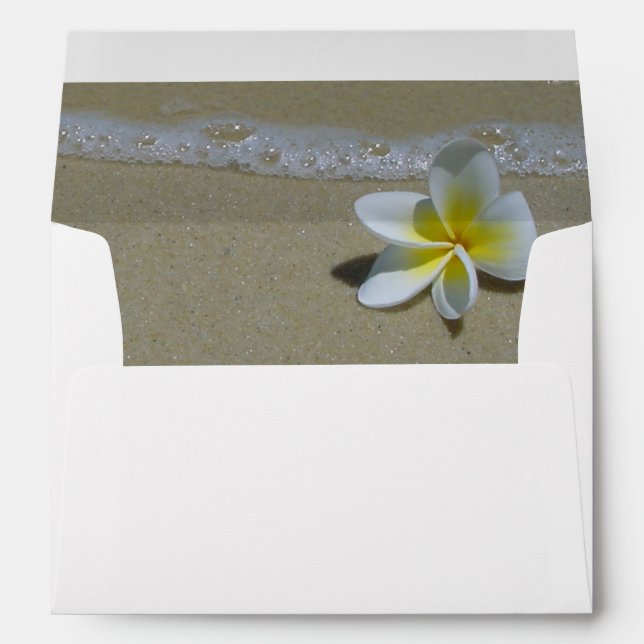 Plumeria Frangipani On Sand 5x7 Wedding Invitation Envelope (Back (Bottom))