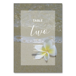 Plumeria Frangipani On Sand Wedding Guest Names Table Number