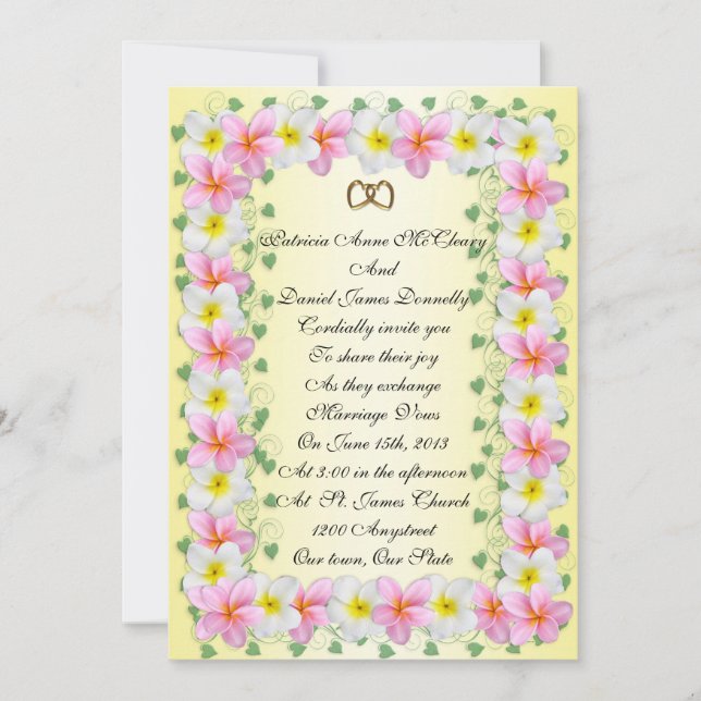 Plumeria Frangipani Wedding Invitation (Front)