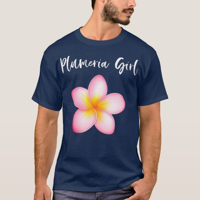 Plumeria Girl Frangipani Hawaiian Lei Flower T-Shirt (Front)