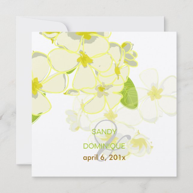 Plumeria Leis destination wedding Invitation (Front)