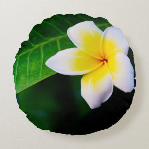 Plumeria Photo Print Round Cushion