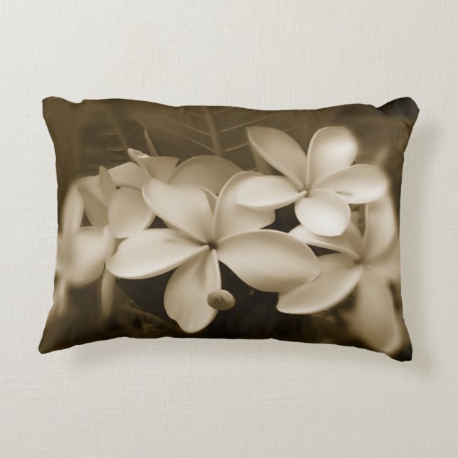 Plumeria Sepia Decorative Cushion (Back)