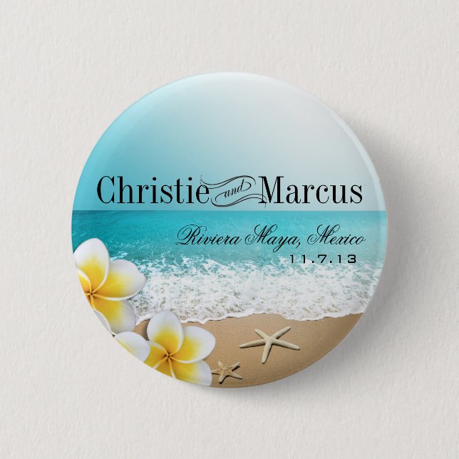 Plumeria Starfish Beach Tropical Hawaii 6 Cm Round Badge (Front)