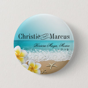 Plumeria Starfish Beach Tropical Hawaii 6 Cm Round Badge