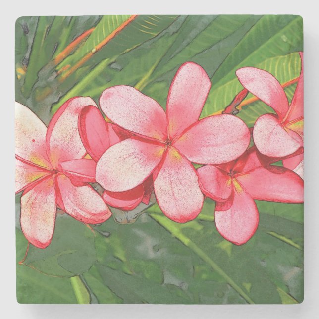 Plumeria Stone Coaster (Front)