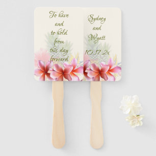 Plumeria Tropical Hawaiian Have n Hold Hand Fan