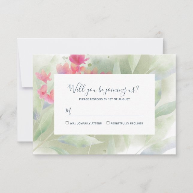 Plumeria Water Colour RSVP Card (Front)