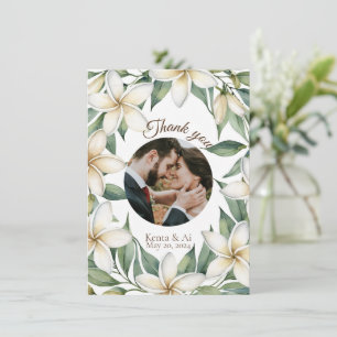 Plumeria Wedding Flat Thank You Card