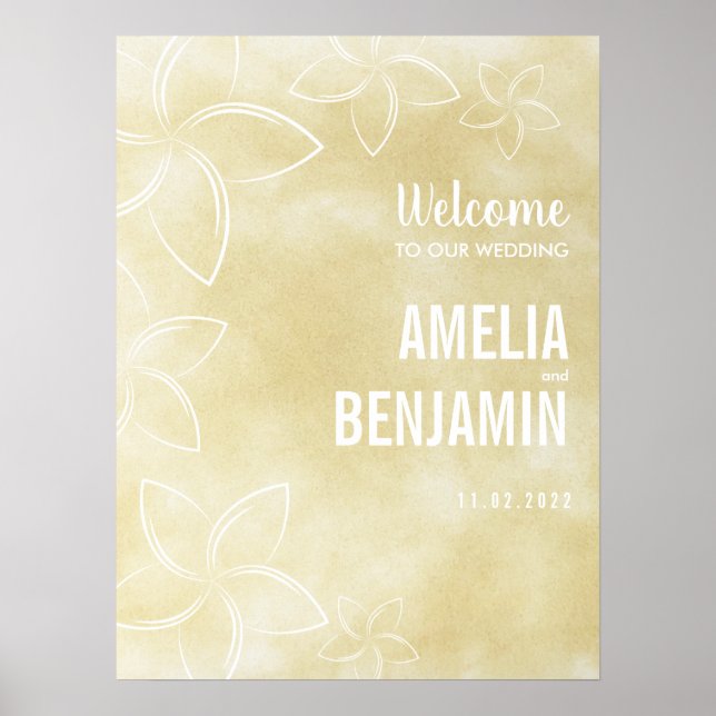 Plumeria Wedding Welcome Sign (Front)
