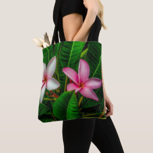 Plumerias in White and Pink Tote Bag