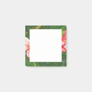 Plumerias pink classic round sticker post-it notes