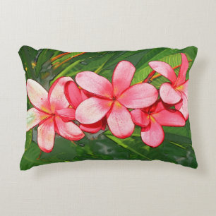Plumerias pink   decorative cushion