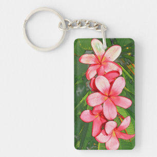 Plumerias pink key ring