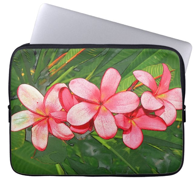 Plumerias pink  laptop sleeve (Front)