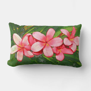 Plumerias pink lumbar cushion