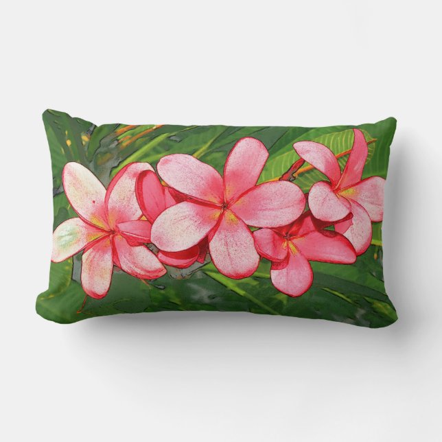 Plumerias pink  lumbar cushion (Front)