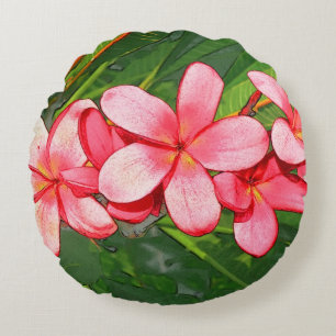 Plumerias pink  round cushion