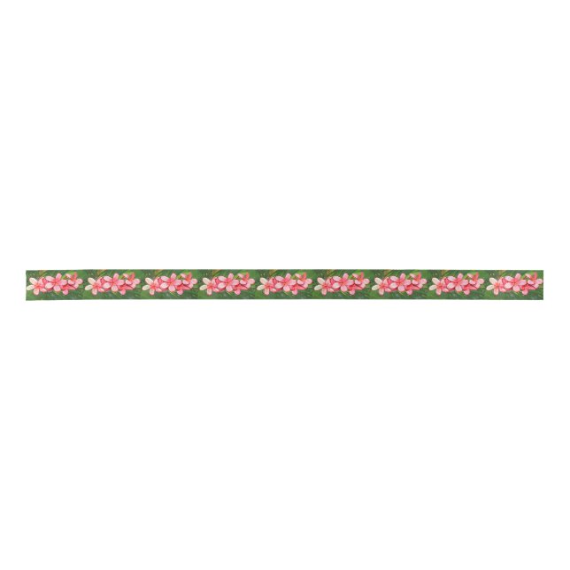 Plumerias pink   satin ribbon (Front)