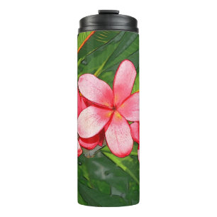 Plumerias pink  thermal tumbler