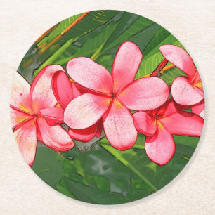 Plumerias Round Paper Coaster