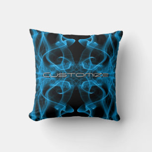 Plumes of Blue Smoke Custom on Black Cushion