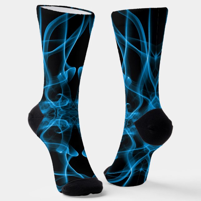 Plumes of Blue Smoke on black Socks (Angled)