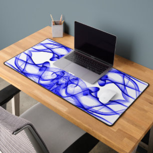 Plumes of Blue Smoke on white Desk Mat