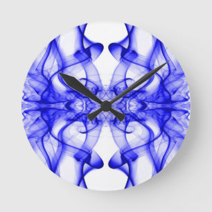 Plumes of Blue Smoke on white Round Clock