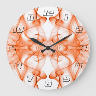 Plumes of Orange Smoke on white Large Clock