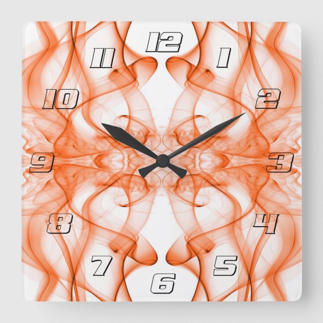 Plumes of Orange Smoke on white Square Wall Clock (Front)