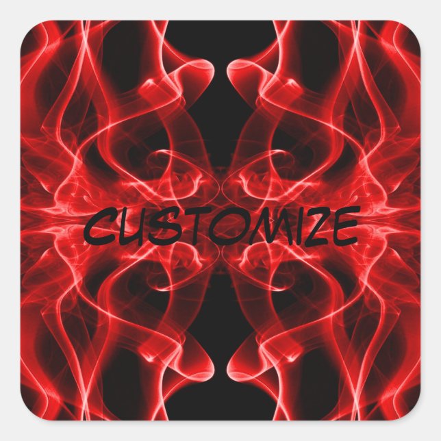 Plumes of Red Smoke Custom on Black Square Sticker (Front)