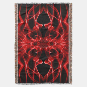 Plumes of Red Smoke on Black Throw Blanket