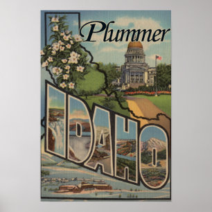 Plummer, Idaho - Large Letter Scenes Poster
