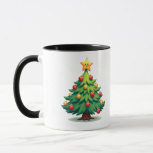 Plump Kawaii Christmas Tree Sparkling Ornaments Mug