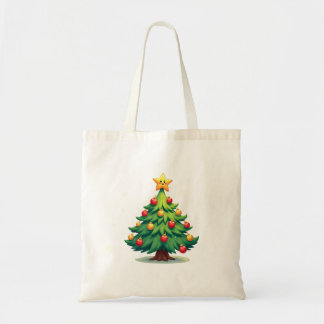 Plump Kawaii Christmas Tree Sparkling Ornaments Tote Bag