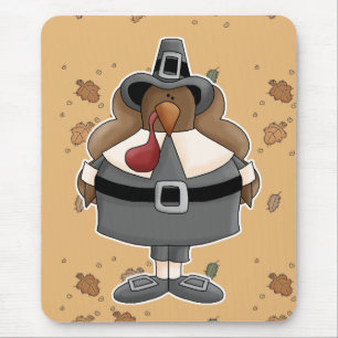plump pilgrim turkey mouse pad