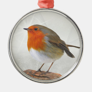 Plump Robin Redbreast Metal Tree Decoration