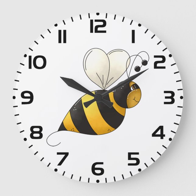 Plump Winged Bumble Bee Large Clock (Front)
